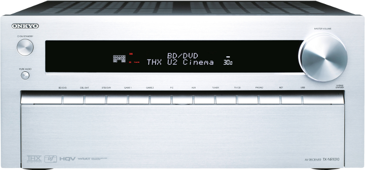 Onkyo TX-NR1010 в серебре передняя панель